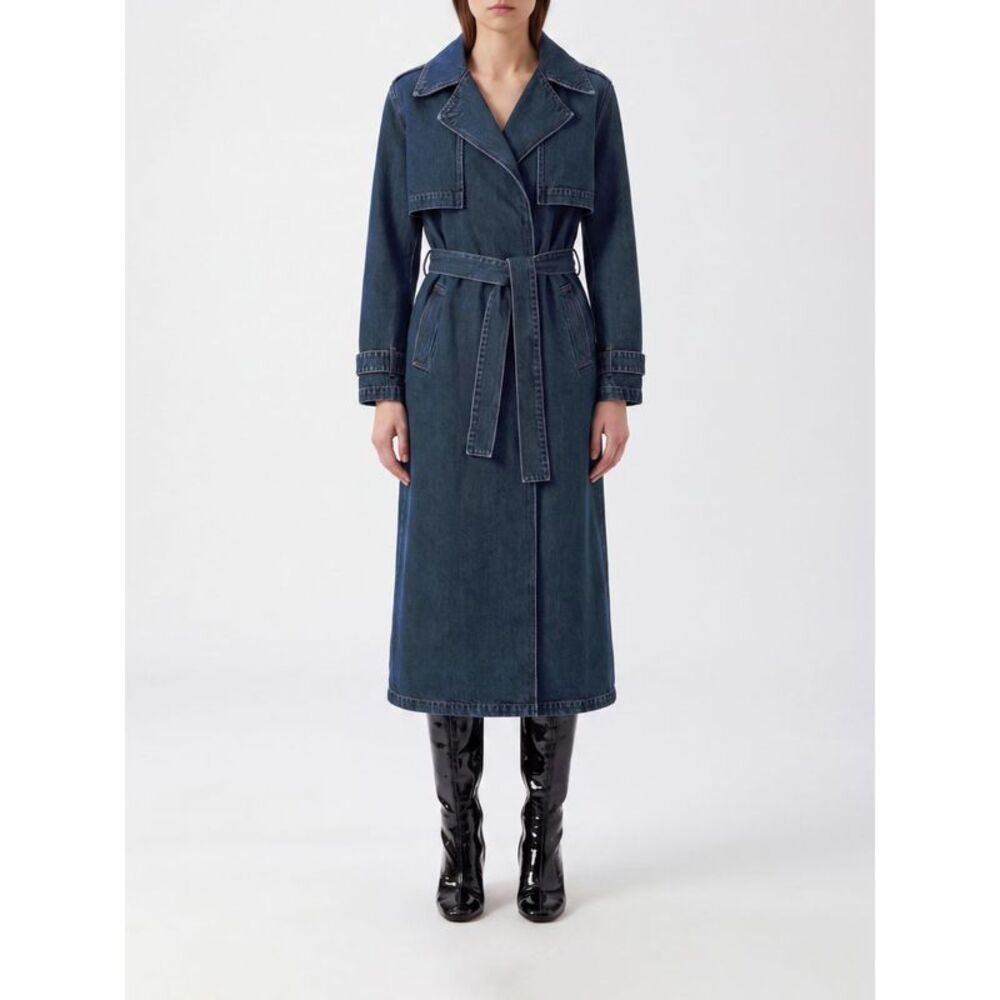 Liu Jo Women Liu Jo Long Denim Trench Coat With Tie-Waist Belt